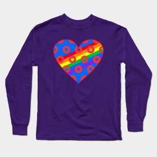 Phish Donuts Heart with Rainbow Pride Long Sleeve T-Shirt